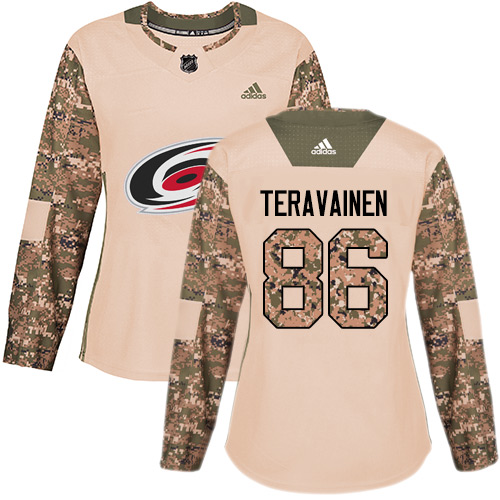 Adidas Hurricanes #86 Teuvo Teravainen Camo Authentic Veterans Day Women's Stitched NHL Jersey